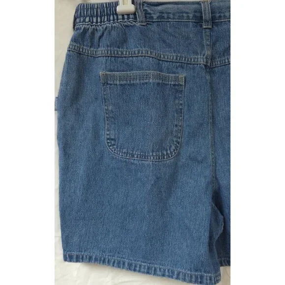 Vtg Blassport Womens 14 Stretch High Rise Med Wash Wide Leg Denim Shorts W34xL5 - Picture 5 of 11